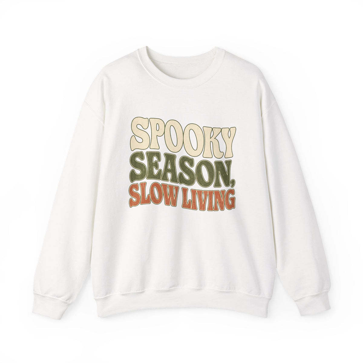 Spooky Season Slow Living Sweatshirt - White - Flat Lay