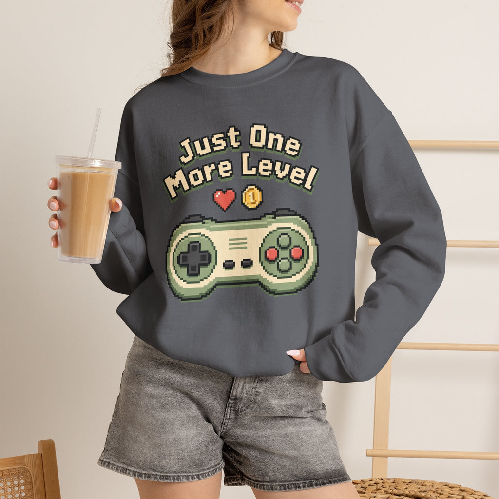 Just One More Level Sweatshirt - Charcoal - On Model Female
