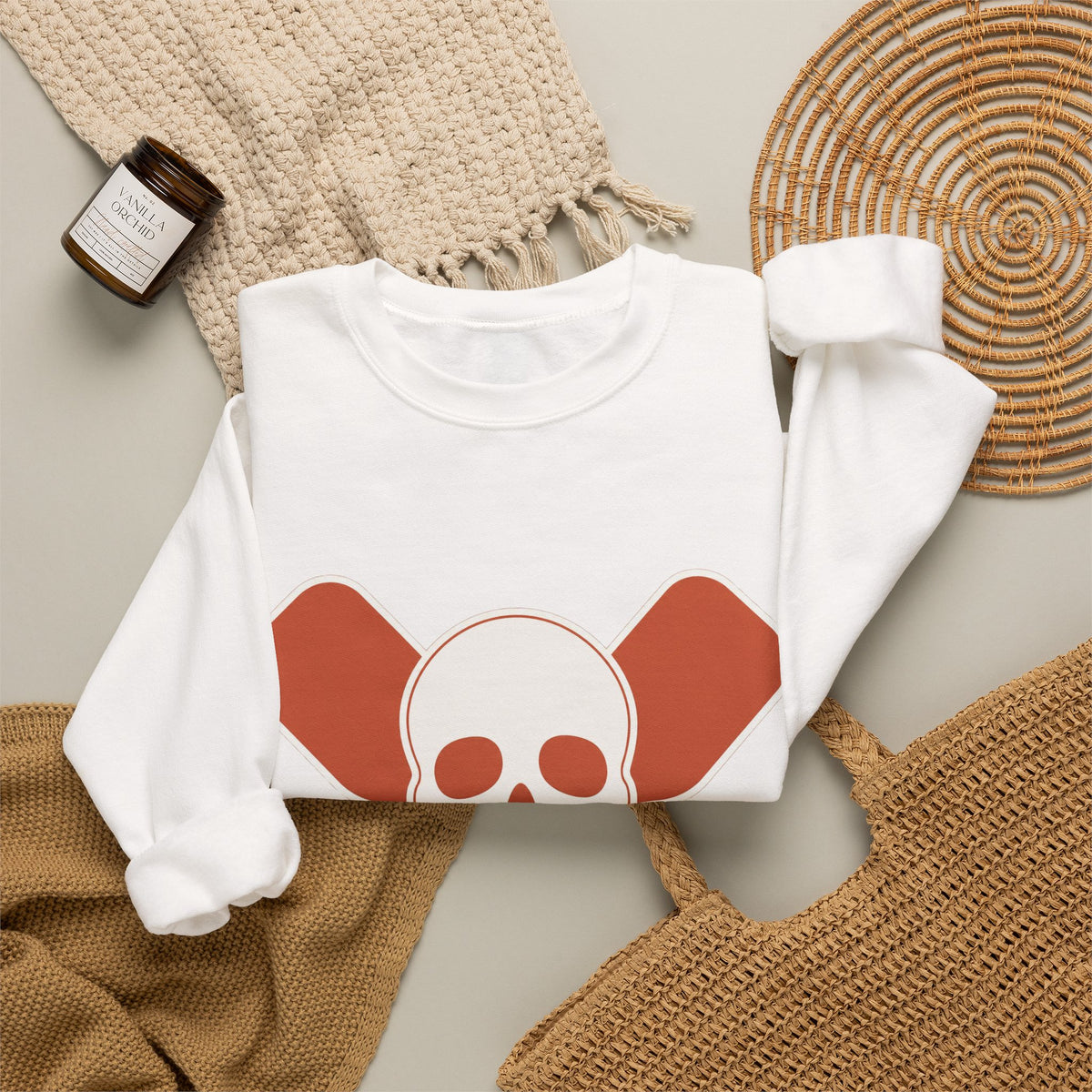Skull & Oars Sweatshirt - White - Flat Lay