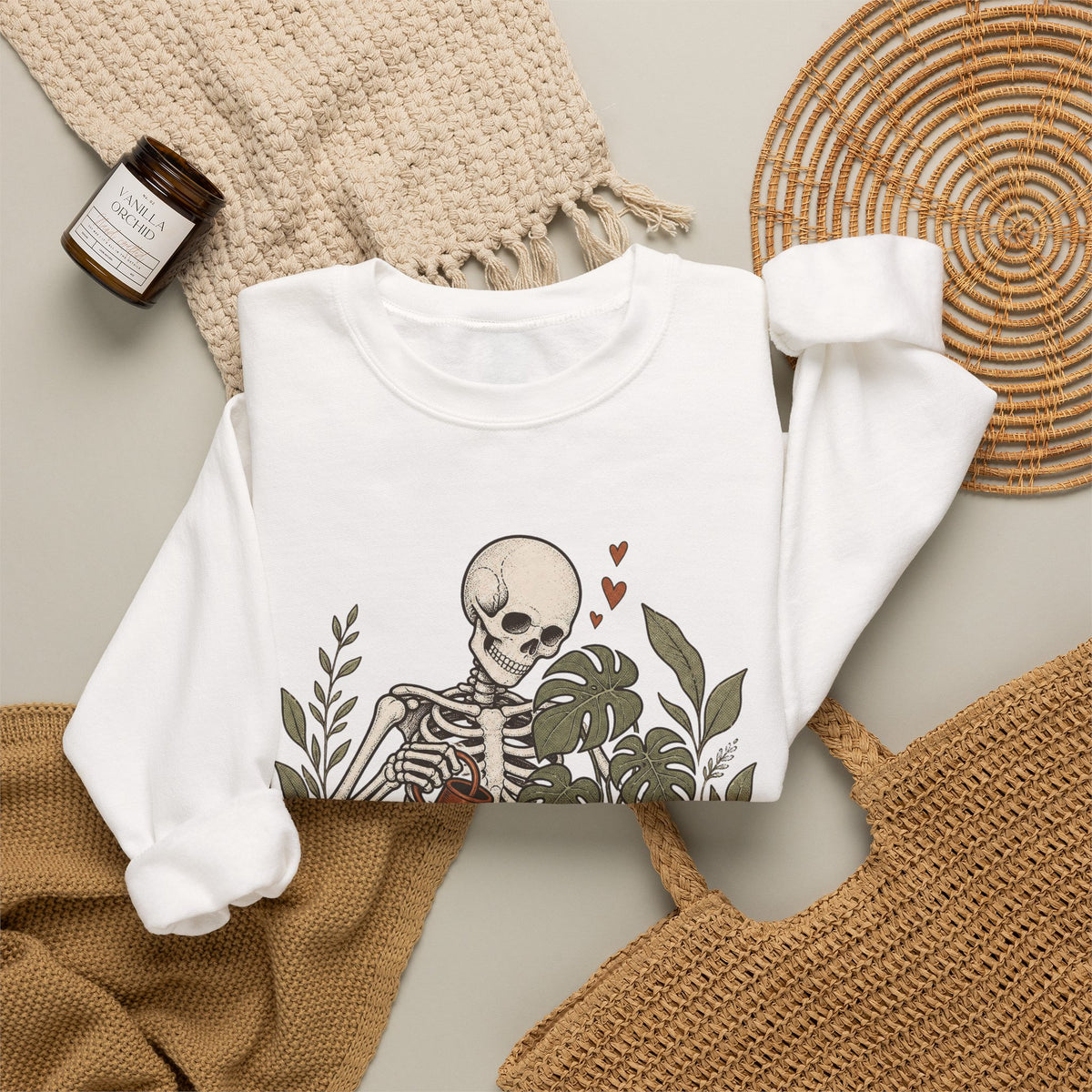 Growing Through It Sweatshirt - White - Flat Lay
