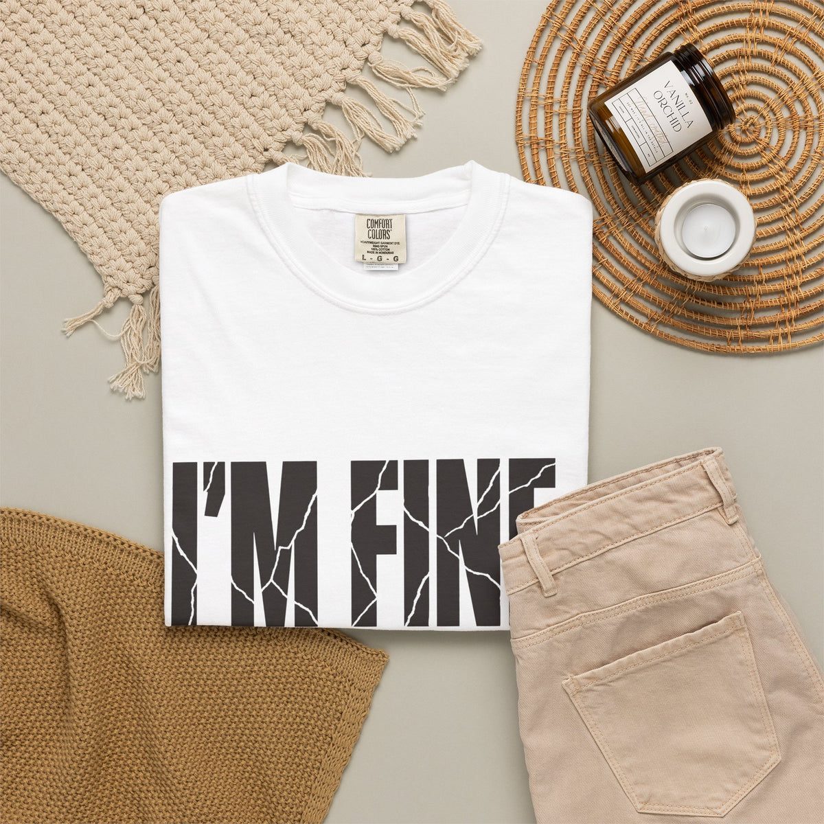 I'm Fine. Keep Playing. T-Shirt - White - Flat Lay