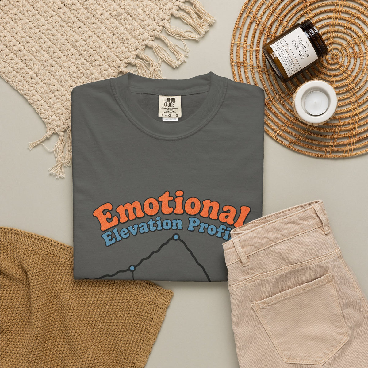 Emotional Elevation Profile T-shirt - Pepper - Flat Lay