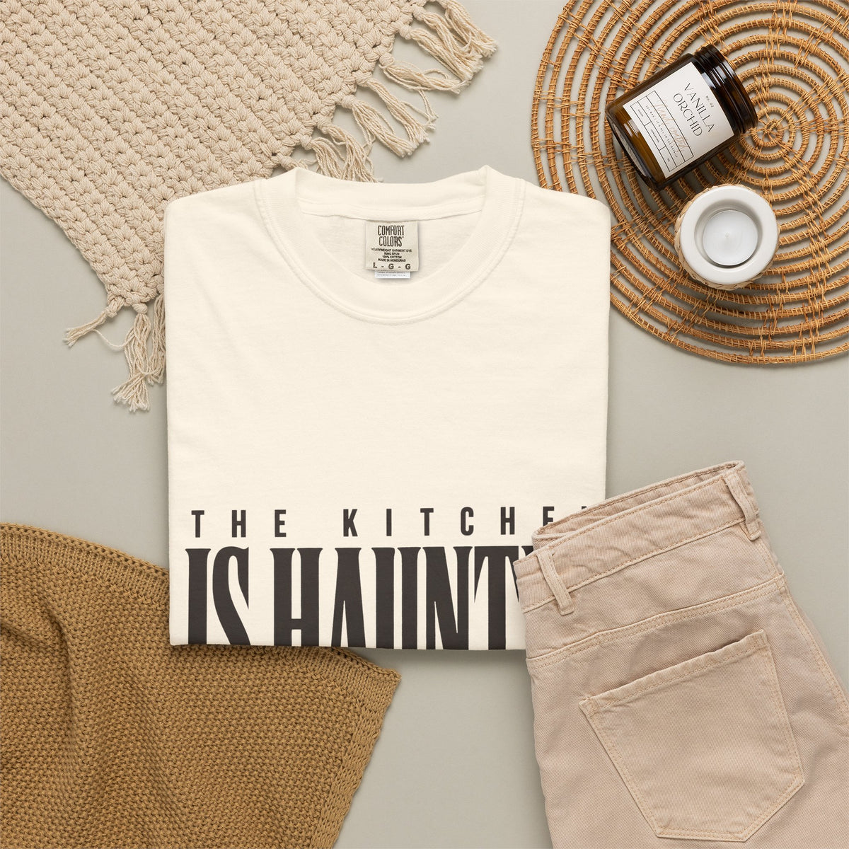 The Kitchen Is Haunted T-Shirt - Ivory - Flat Lay