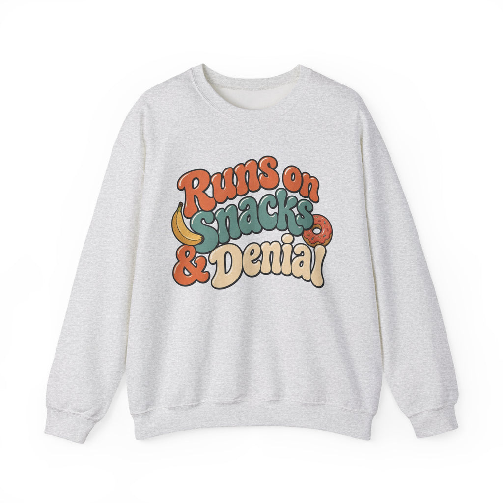 Runs on Snacks & Denial Sweatshirt - Ash - Front