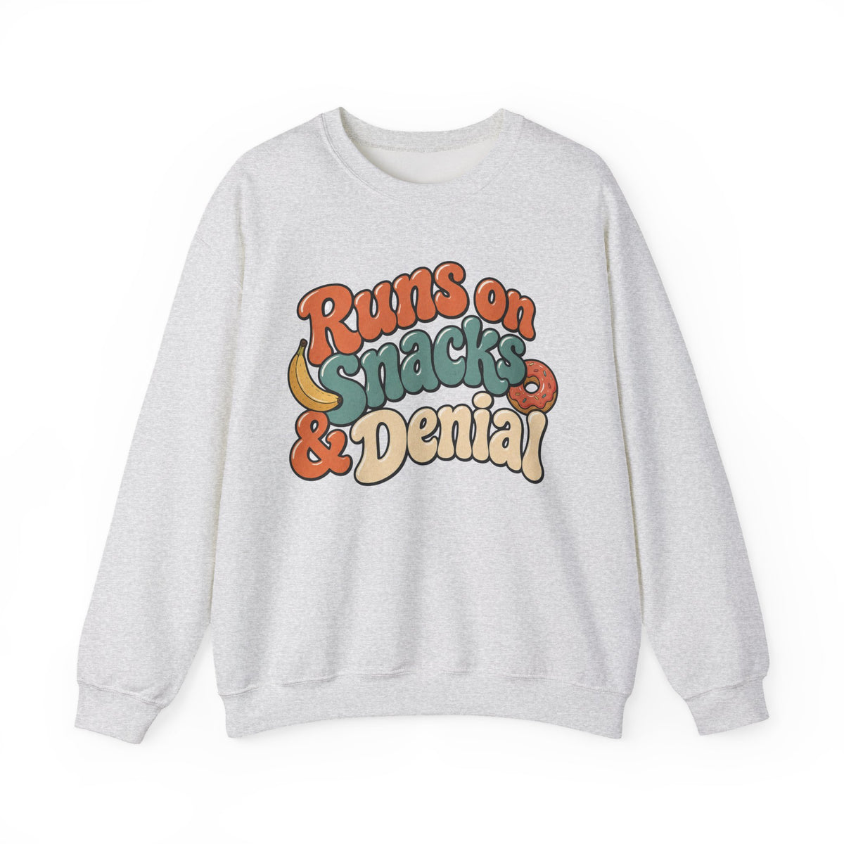 Runs on Snacks & Denial Sweatshirt - Ash - Front