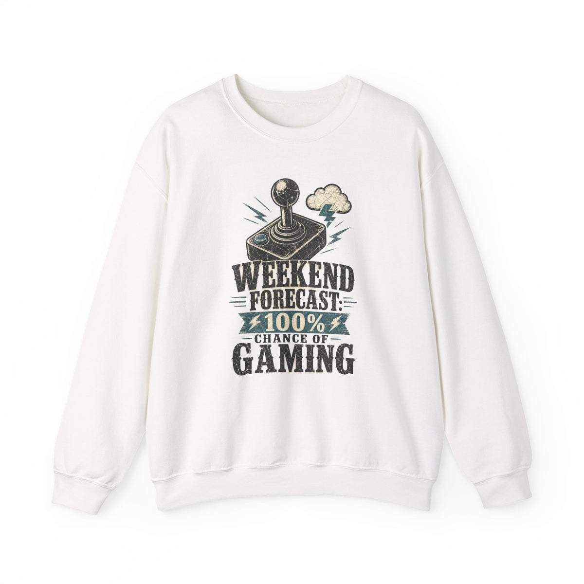 Weekend Forecast 100% Gaming Sweatshirt - White - Flat Lay