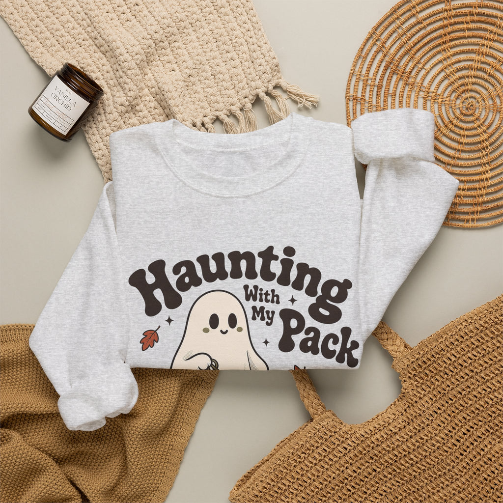 Haunting With My Pack Sweatshirt - Ash - Flat Lay