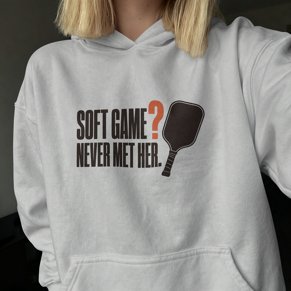 Soft Game? Never Met Her Hoodie - Ash - On Model Female