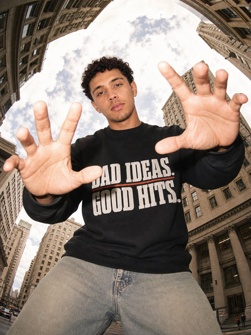 Bad Ideas. Good Hits. Sweatshirt - Black - On Model Male
