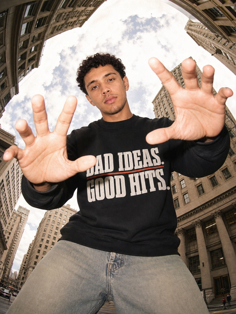 Bad Ideas. Good Hits. Sweatshirt - Black - On Model Male