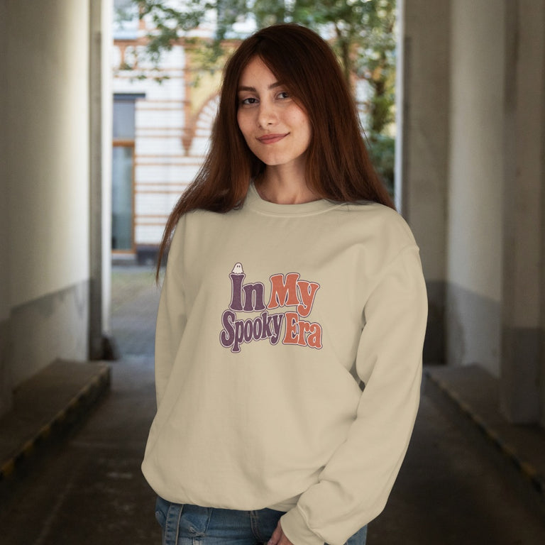 In My Spooky Era Sweatshirt - Sand - On Model Female